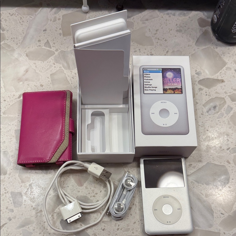 Silver iPod Classic with Accessories